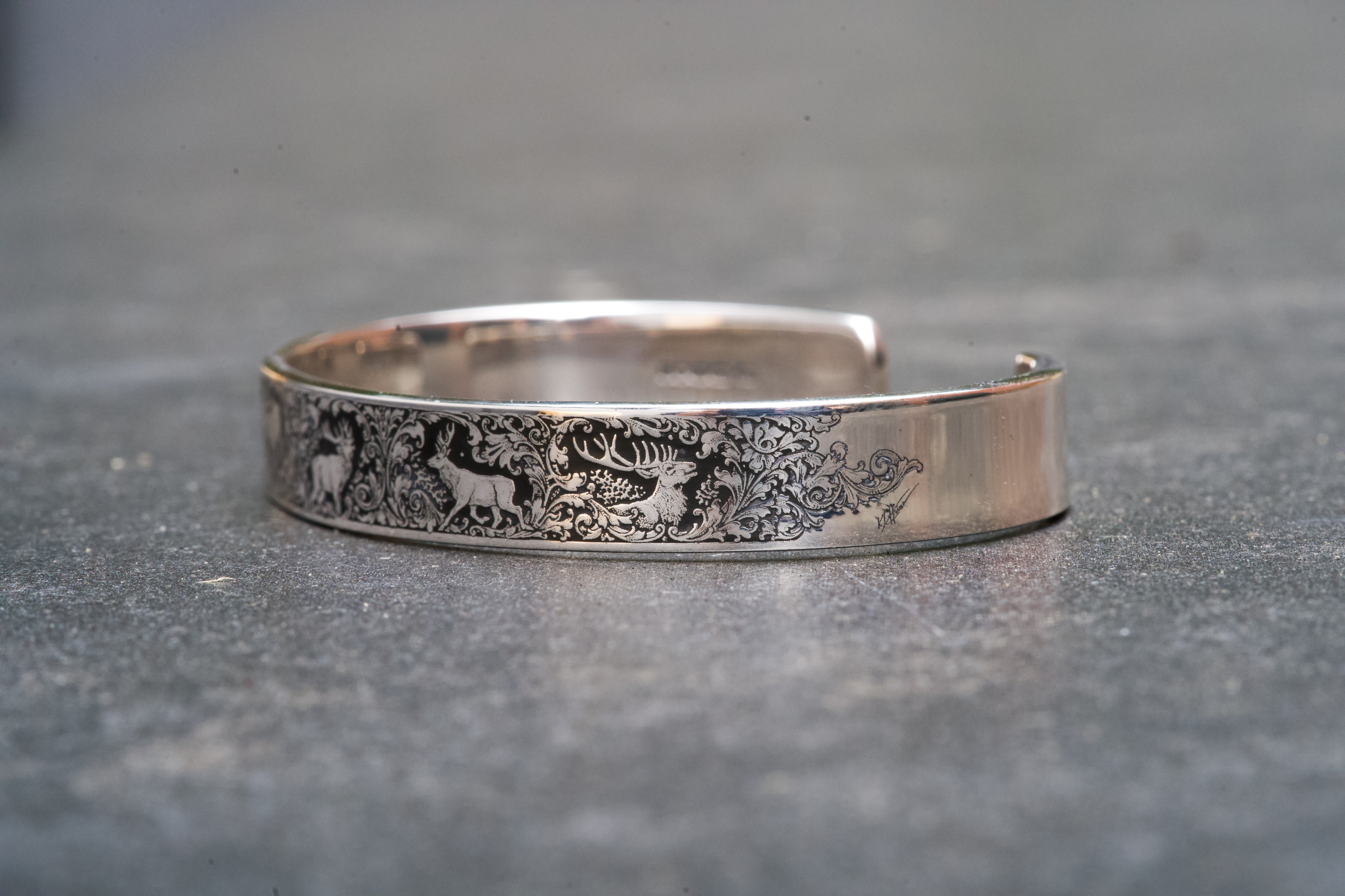 Red Stag Deer Engraved Bracelet