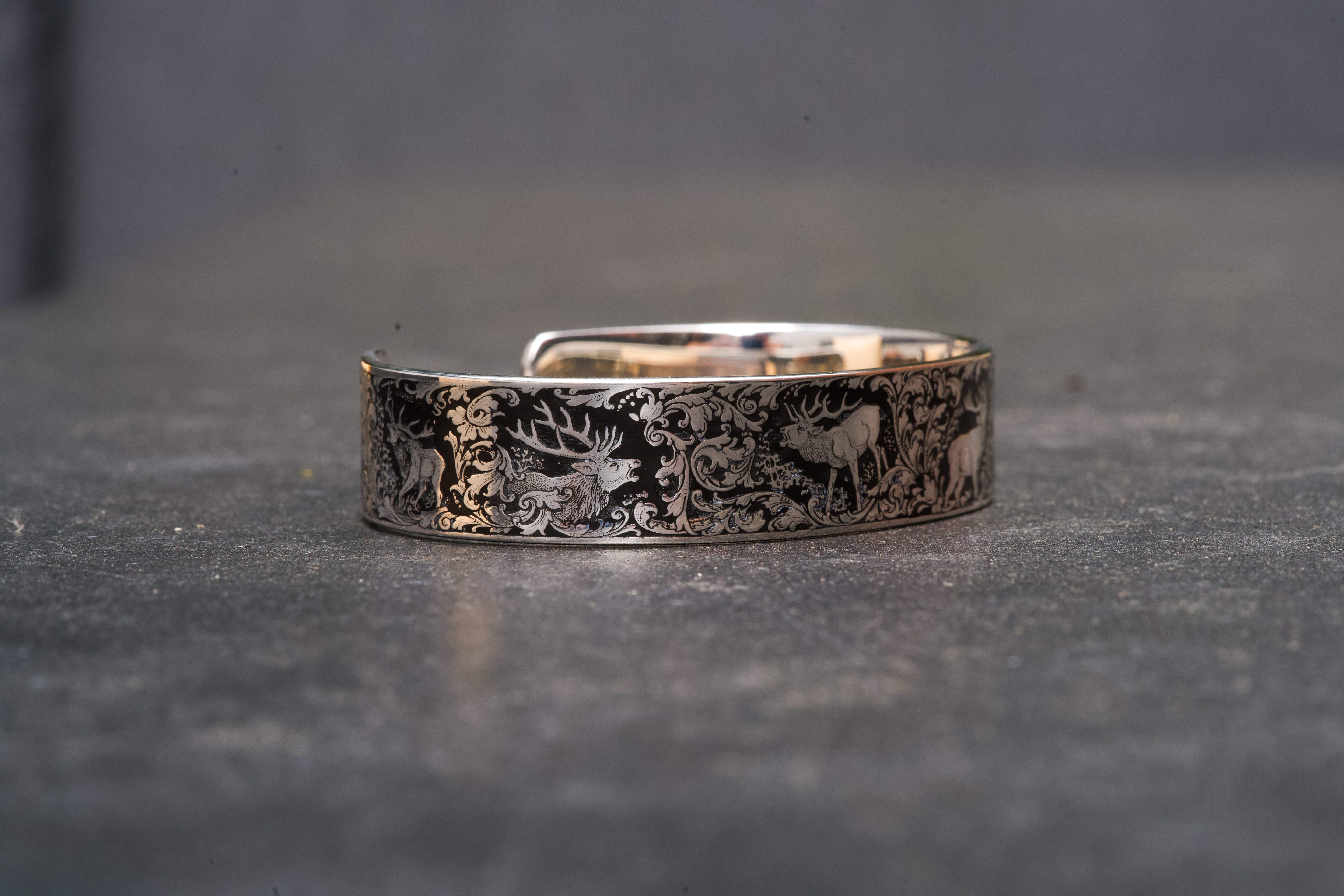 Red Stag Deer Engraved Bracelet
