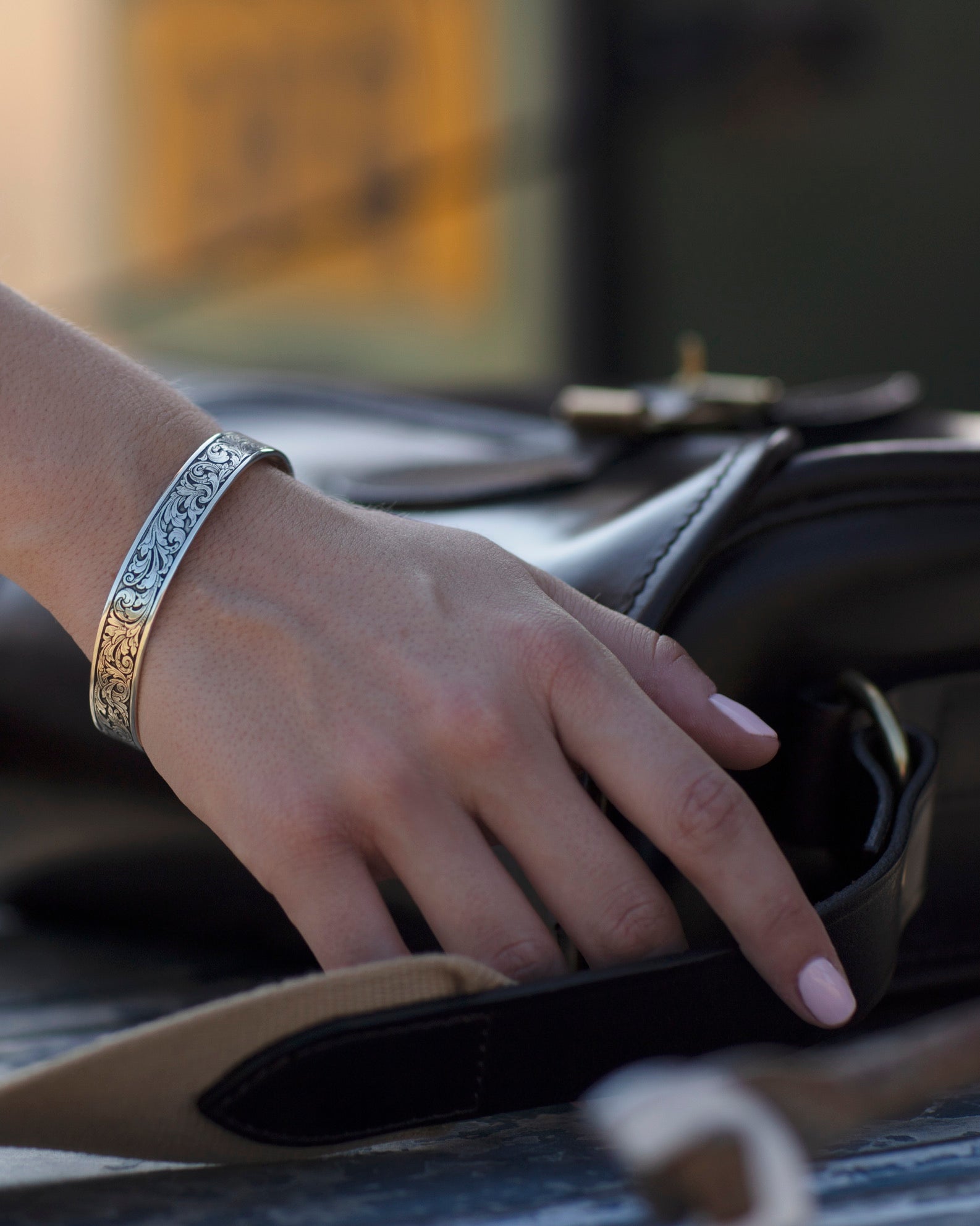Ken Hunt Scroll Engraved Bracelet