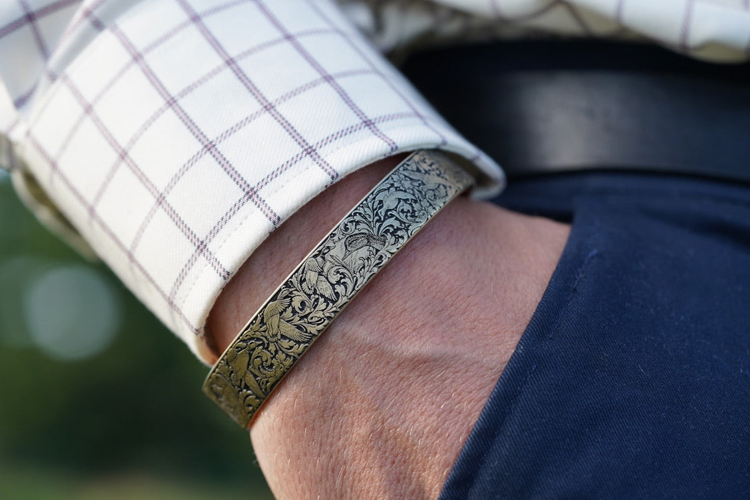 Birds in Flight Engraved Bracelet