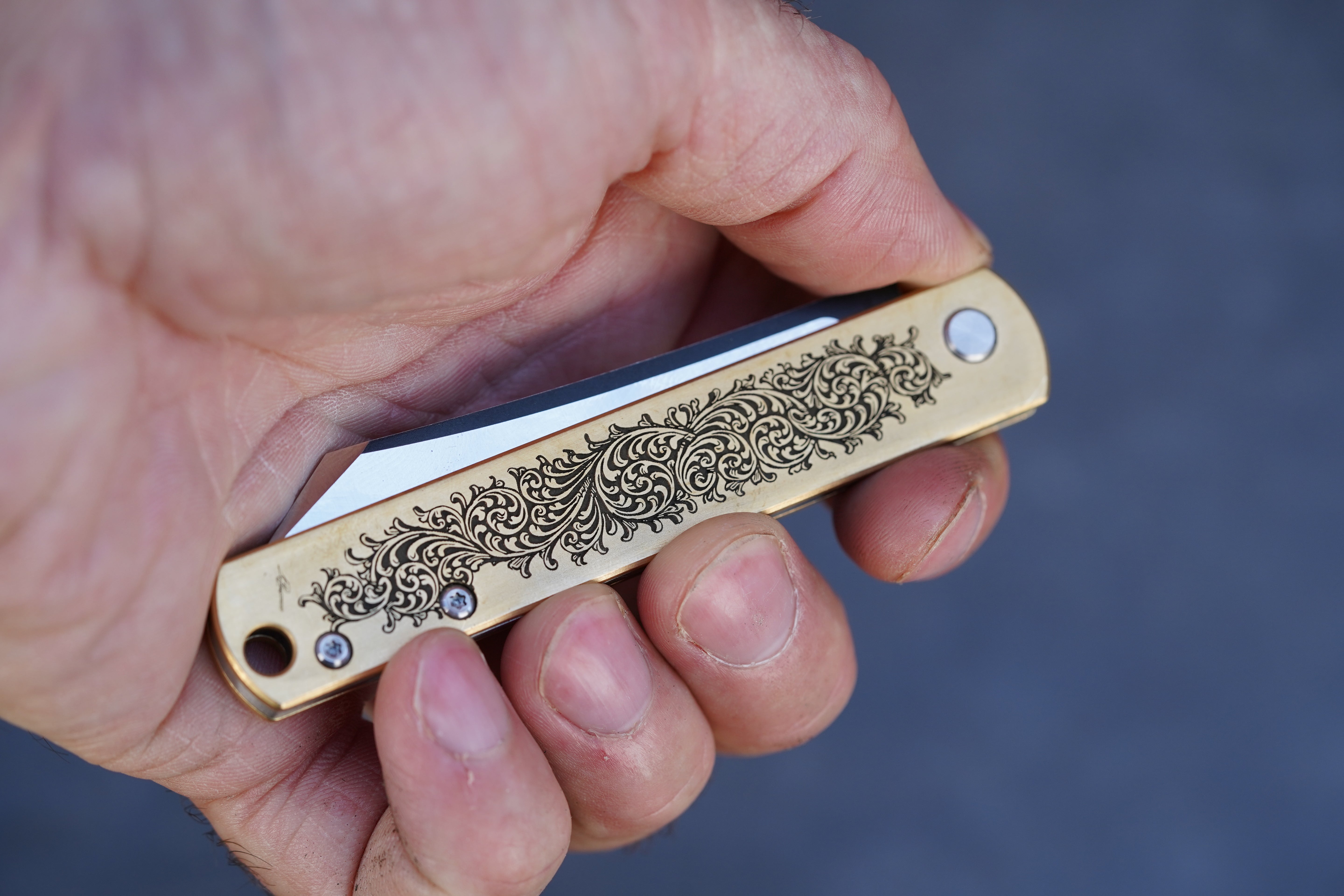 Scroll Brass Knife