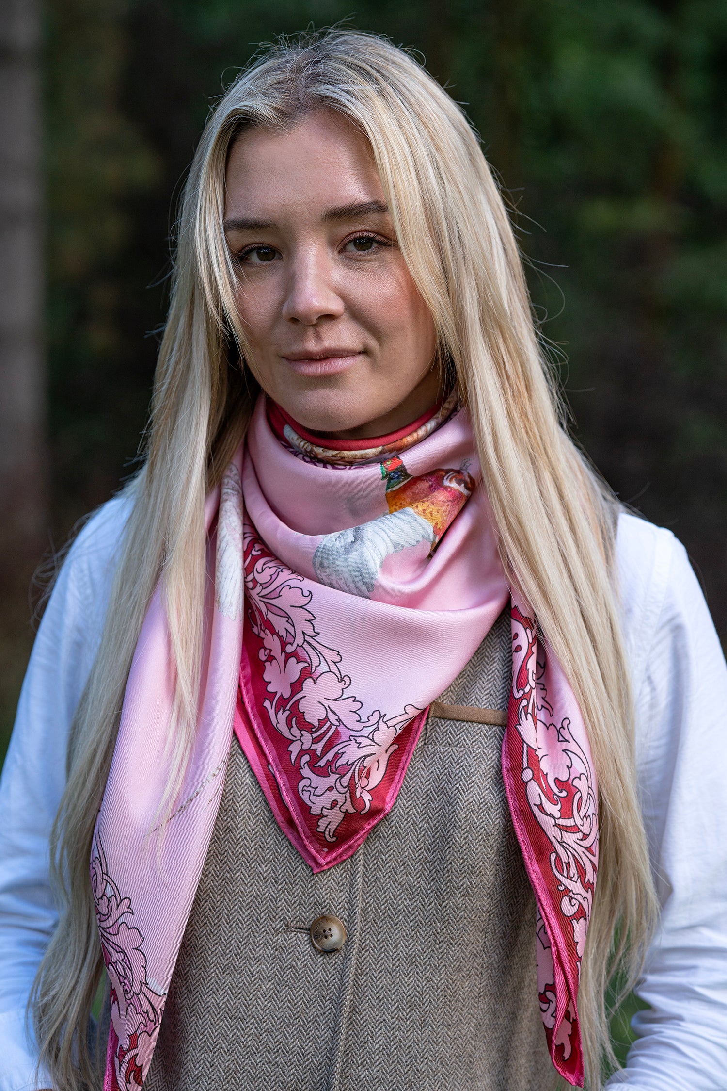 Pink sales satin scarf